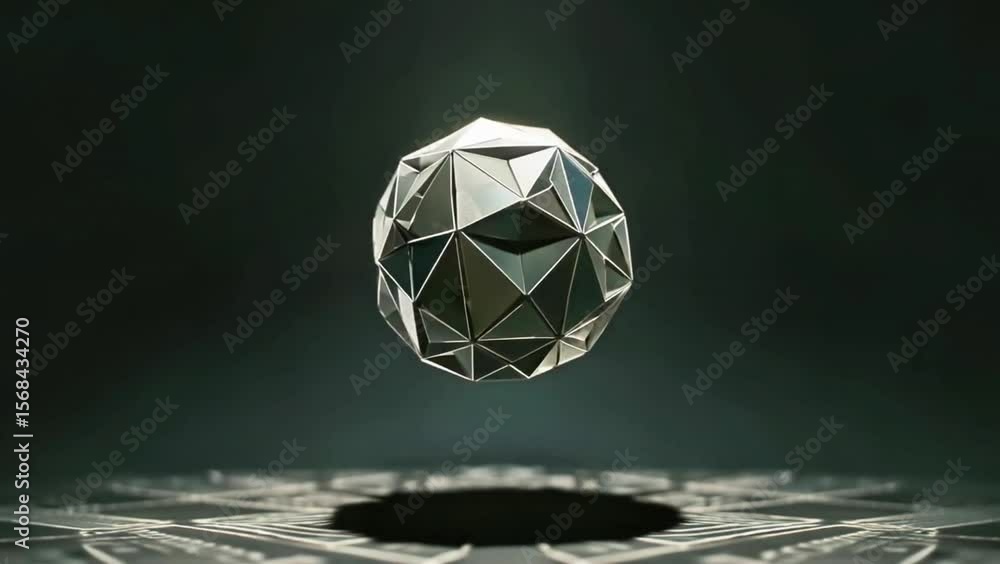 Poster rotating polygonal object casting soft shadow, 4k uhd stock footage