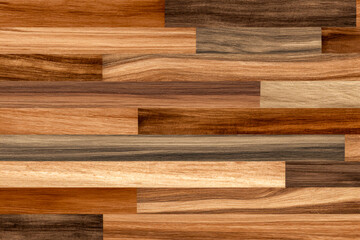 Assorted wooden plank flooring pattern showcasing natural wood tones