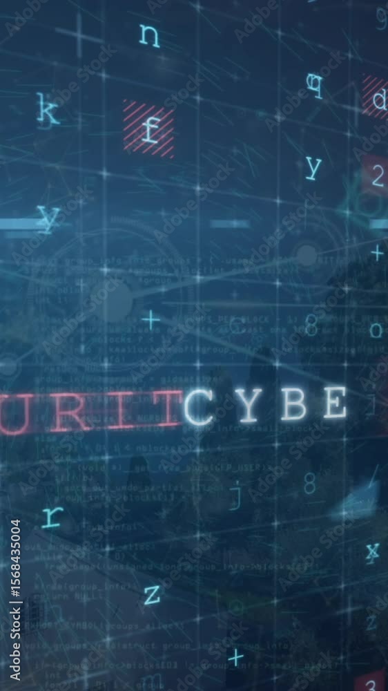 Aufkleber animation of cyber attack warning text and data processing