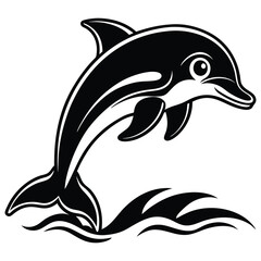 Print Bold Dolphin Mascot Leaping from the Water Vector Logo Design