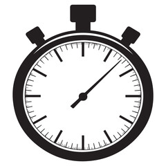 A black stopwatch is isolated on white background
