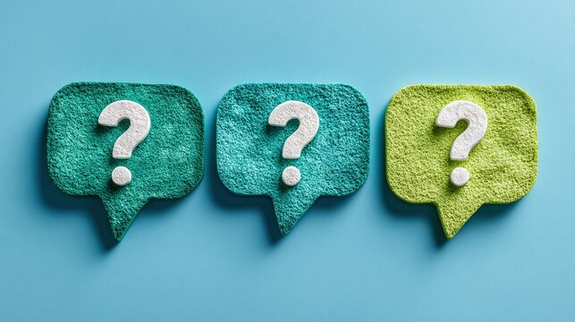 Question Marks in Speech Bubbles. Engaging visual representing doubt, inquiry, and the pursuit of answers. Ideal for content sparking curiosity or seeking clarity.