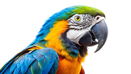Obraz premium A blue and yellow macaw parrot isolated on transparent background
