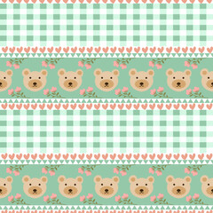 Cute bear pattern, white isolate background