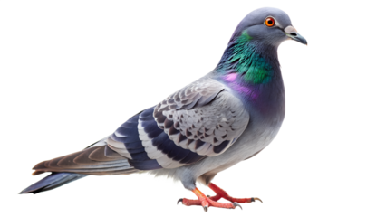 A gray pigeon bird isolated on transparent background