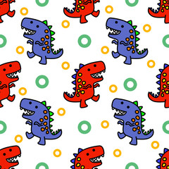 Colorful dinosaur pattern on white background