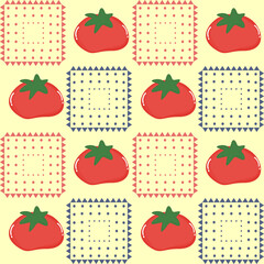 Tomato pattern on yellow background
