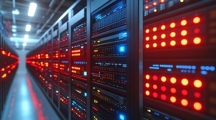 Server room data center racks.