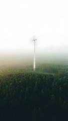 Wind turbine energy renewable power generation sustainable electricity fog forest landscape