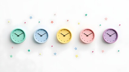 Pastel clocks time management colorful clock design wall decor home decor cute clocks star decor