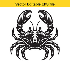 Intricate Silhouette of a Crab Detailed Vector Illustration Featuring Sea Life Marine Creature and Artistic Design Perfect for Nautical Themes