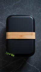 Black bento box with bamboo strap stylish lunch container food storage solution for work school