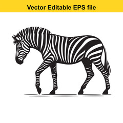 Striking Zebra Illustration A Bold Black and White Wildlife Depiction for Art and Design Projects