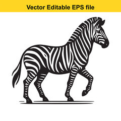 Monochrome Zebra Illustration with Bold Stripes A Striking Black and White Animal Drawing for Creative Projects and Designs