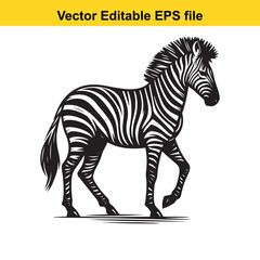 Striking Zebra Illustration A Bold Black and White Vector Design of an African Animal Walking