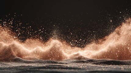 Sparkling Copper Dust: A mesmerizing display of shimmering particles against a dark background, creating a magical and ethereal atmosphere.