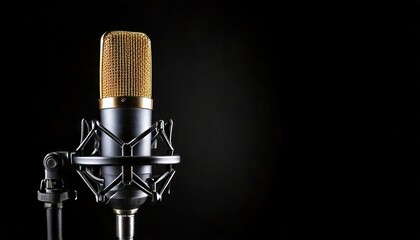 Podcasting Concept Overhead View of Headphones and Recording Microphone