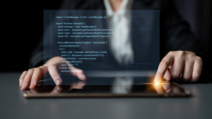 JavaScript programming for task manager user interface, handling form submission, input validation,...