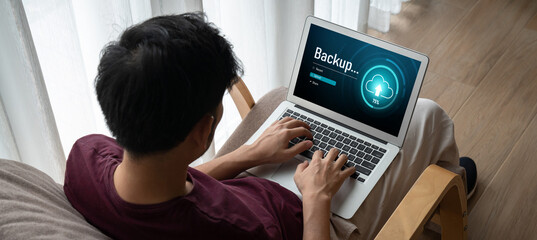 Backup Storage Data Internet Technology Business concept. Database storage cloud technology file...