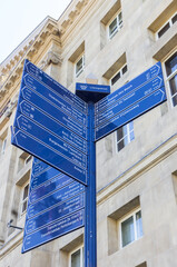 Blu tourist sign in the historic center of Den Bosch, Netherlands