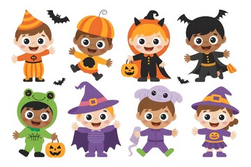 set of funny cartoon kids