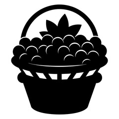 Silhouette vector art illustration of blueberries in a basket