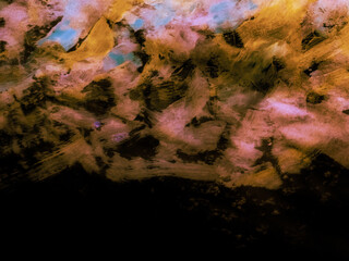 Modern Oil Painting Image. Tye Die Fabric.