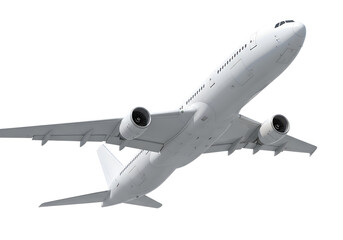 Photorealistic 3 D Render White Airplane Ascending isolated on a transparent background