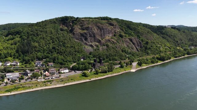 Ludendorff Bridge, WW2 icon, Remagen bridge, rhine river. Aerial video. World war 2 memorial and museum.