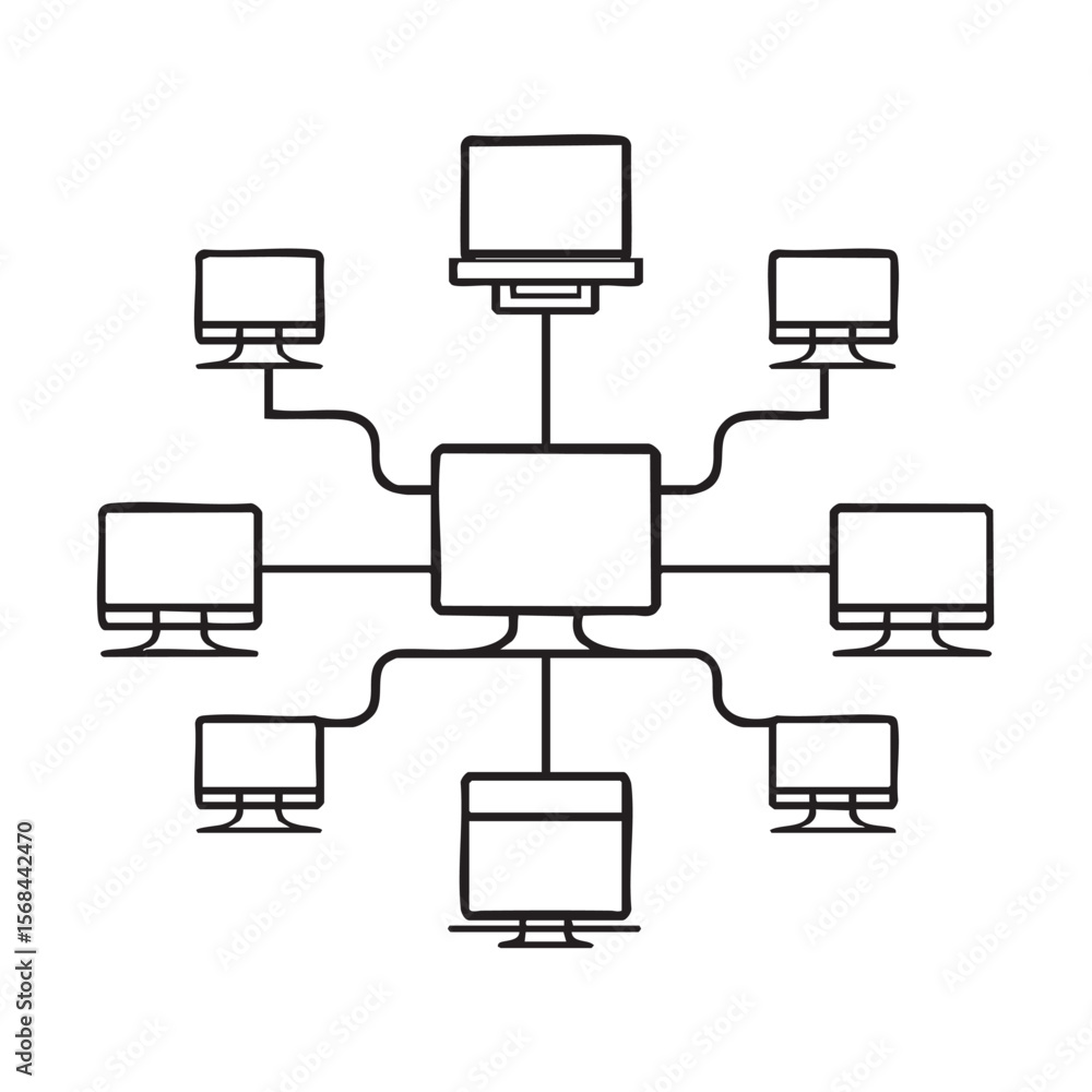 Aufkleber network connection diagram illustrating multiple devices and links