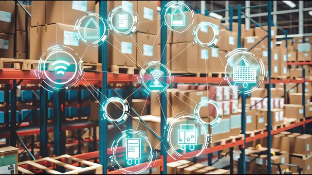 Smart Logistics Warehouse with Advanced IoT Technology for Real-Time Inventory Tracking and Seamless Order Fulfillment Operations Across Supply Chain