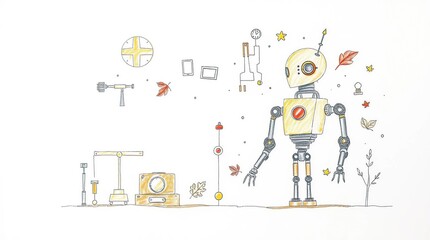 Cute Robot with Science, and Doodle.