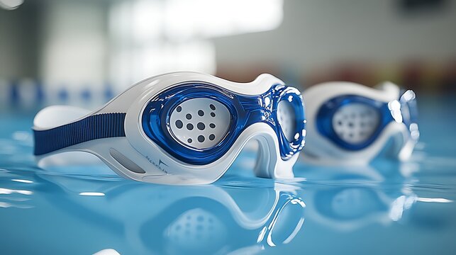 Swim Goggles Poolside Reflection.