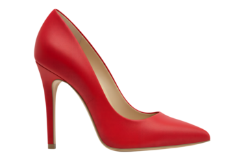Red Leather Stiletto High Heel Pump Shoe Isolated on a transparent background image