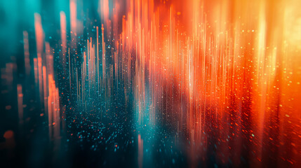 Obraz premium Dynamic abstract with vibrant blue and orange light streaks and sparkling particles