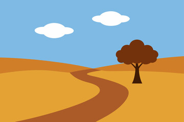 Landscape Of Open Plains With Horizon Trail And Light Sky