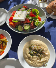Greek Salad with Feta Cheese on a Plate