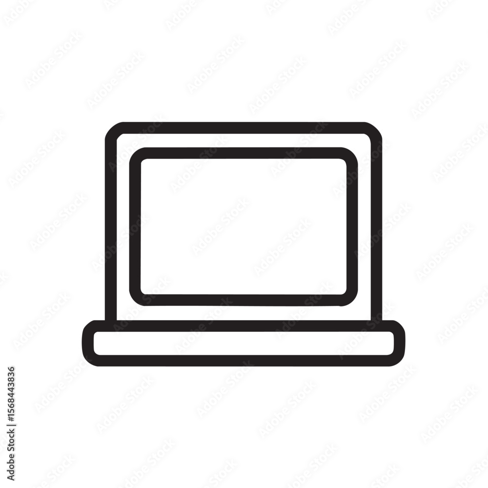 Fototapete Simple outline of a laptop computer for digital design projects