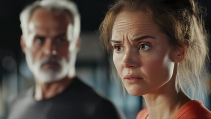 Student's expression under gym coach's reprimand