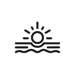 Sunset over the ocean with waves and rays of light