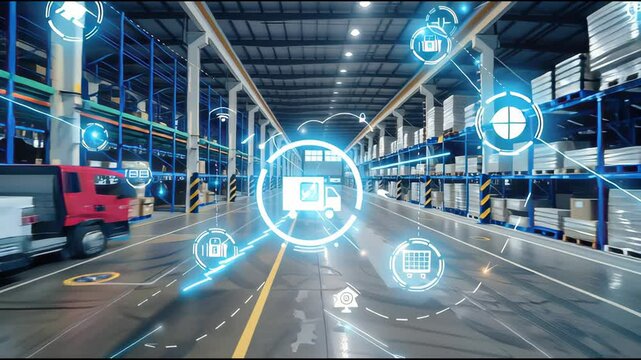 Smart Logistics Warehouse with Advanced IoT Technology for Real-Time Inventory Tracking and Seamless Order Fulfillment Operations Across Supply Chain