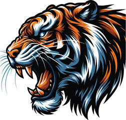 A Tiger head and angry moment diferent angel vector illustration