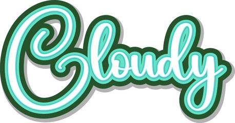 Cloudy - 3D Text in blue on white background, cloud text effect. Only color Editable