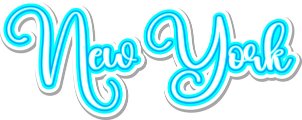 New York- 3D Text in Calligraphy on white background