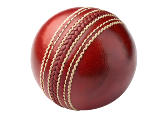 Photorealistic Red Leather Cricket Ball Isolated on a transparent background red cricket ball