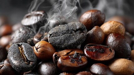 Obraz premium the close up shot features a heap of aromatic roasted seeds, piled closely together. a gentle wisp of vapor rises from the pile