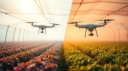 Drone agriculture greenhouse crops.