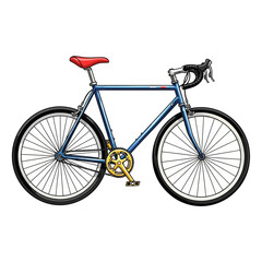 Fototapeta premium A classic blue road bicycle with thin tires, drop handlebars, and a red saddle.
