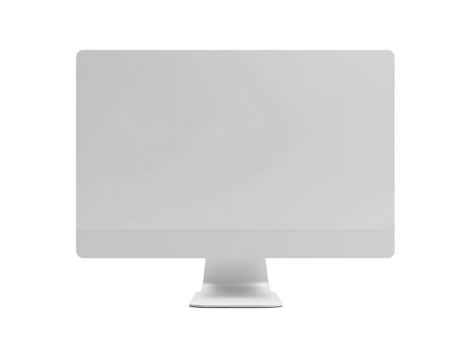 vertical computer monitor with empty screen isolated on white background.
