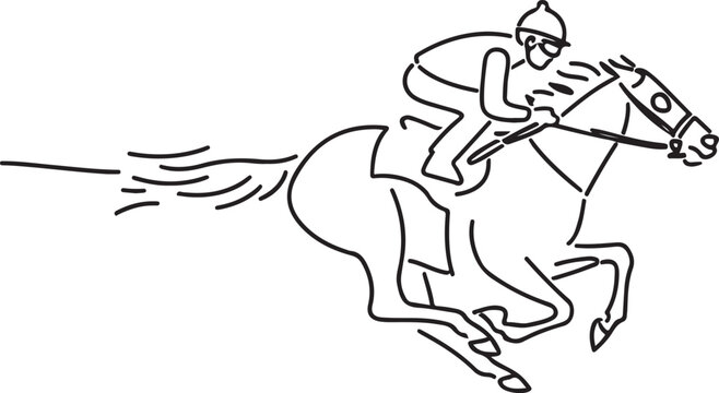 Jockey riding a galloping horse racing equestrian